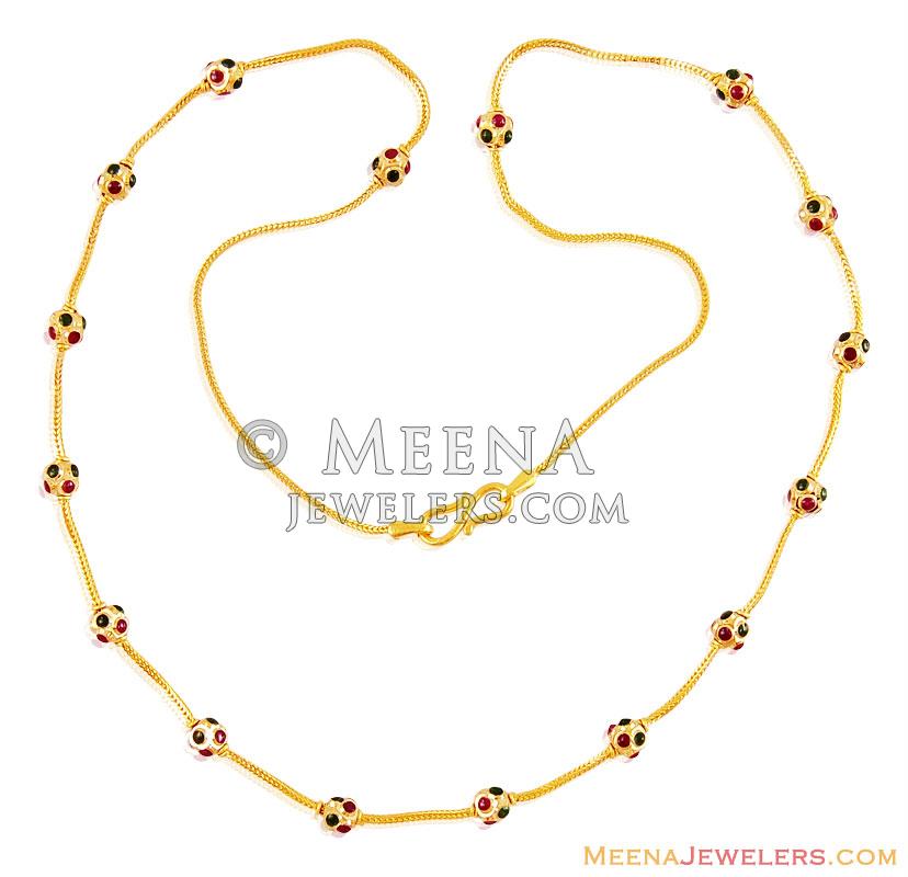 Gold Meena Balls Chain chfc16355 Beautifully crafted 22k gold balls