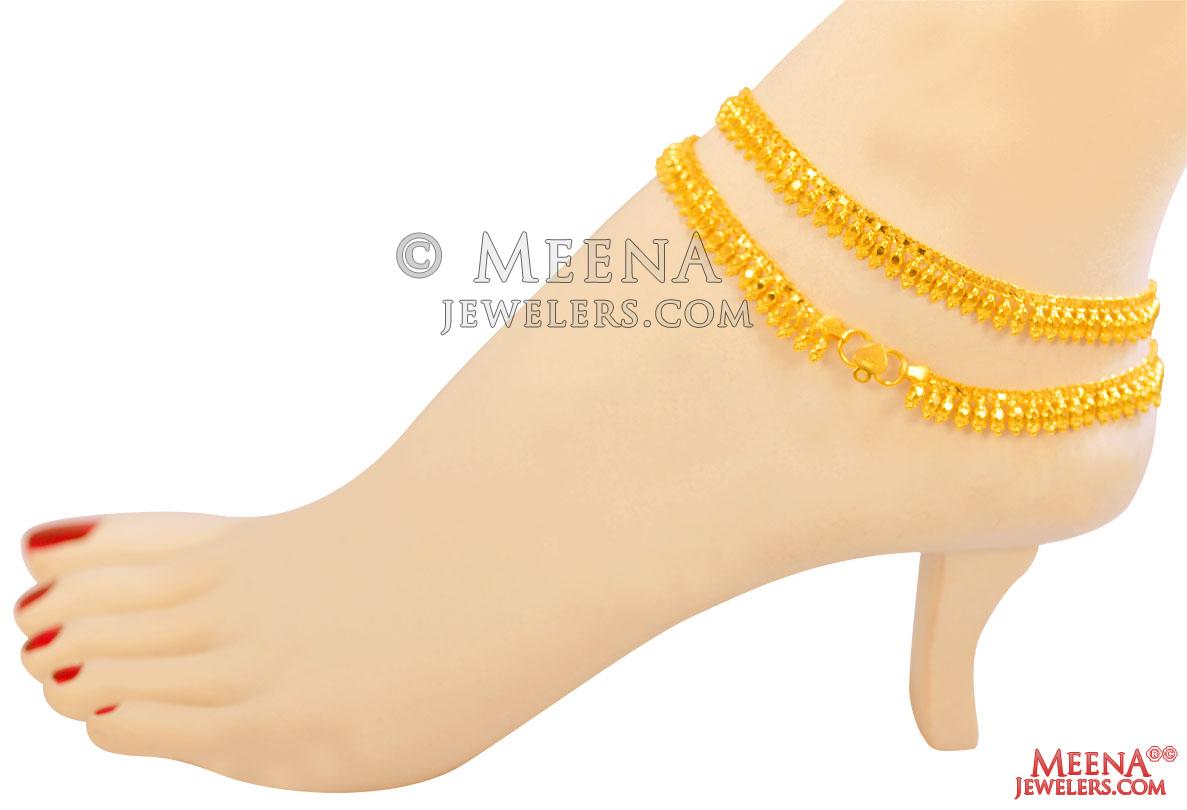 22Kt Gold Anklets (2 pc) - GaPa27702 - Introducing our 22Kt Pure Gold ...