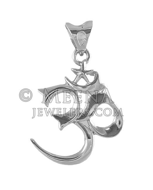 18Kt White Gold Om Pendant ( Ganesh, Laxmi and other God Pendants )