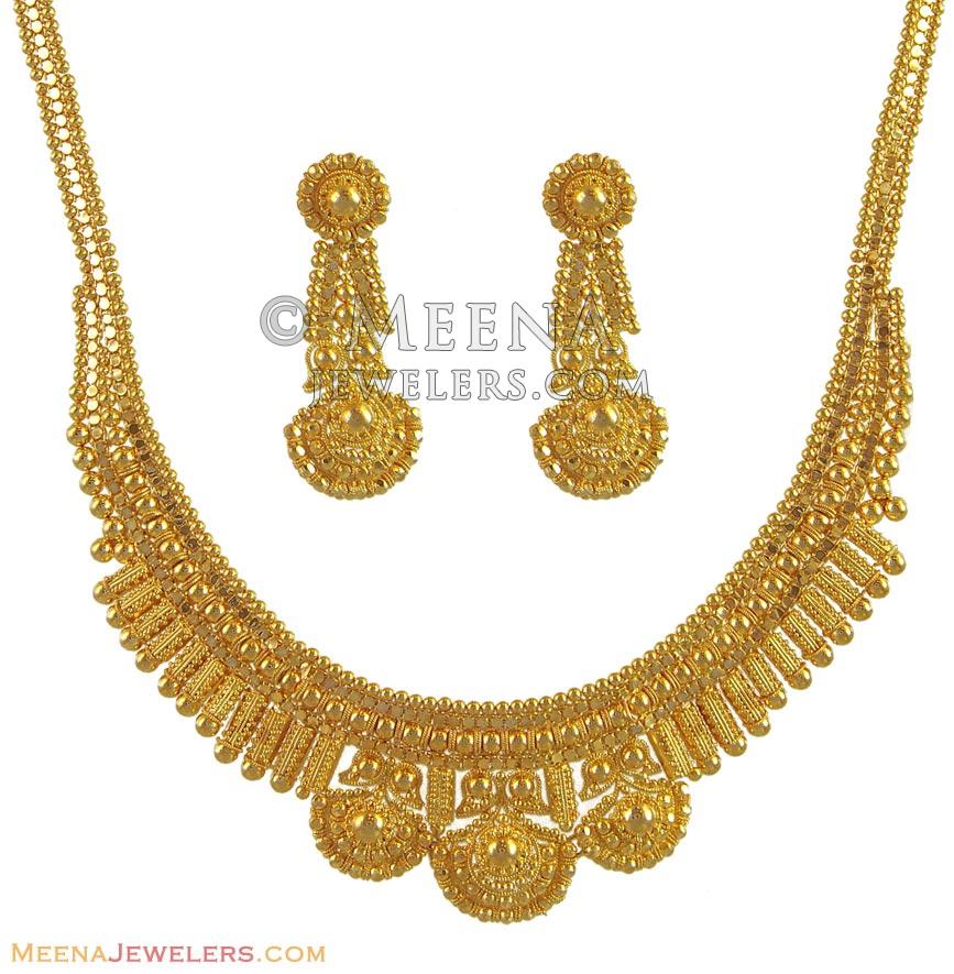 22K Gold Filigree Necklace Set StLs11184 22K yellow gold necklace