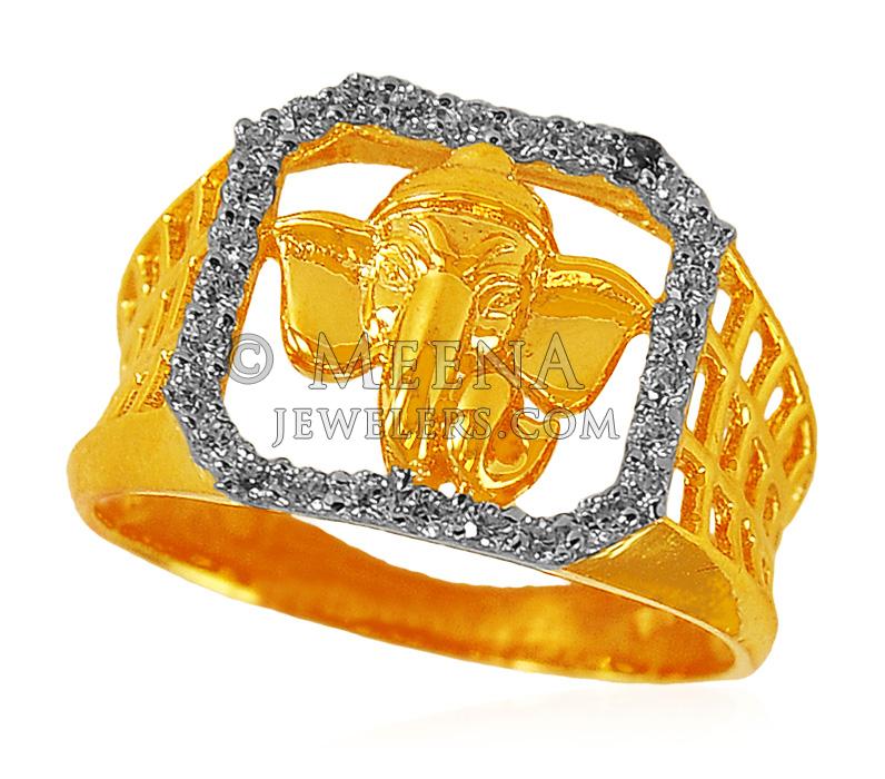 22k Ganesha Mens Ring - RiMs19529 - US$ 684 - 22K gold religious rings ...
