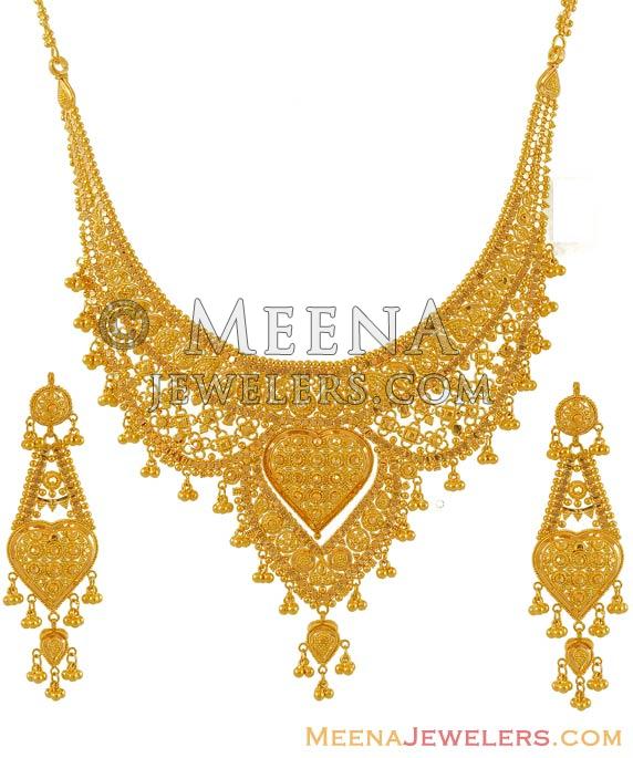 Necklace Earring Set (22K Gold) - StBr6879 - Gold Necklace and Earrings ...