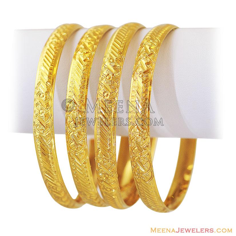 22k Yellow Gold Bangles(2 Pcs) BaGo12033 22K Gold Bangles machine
