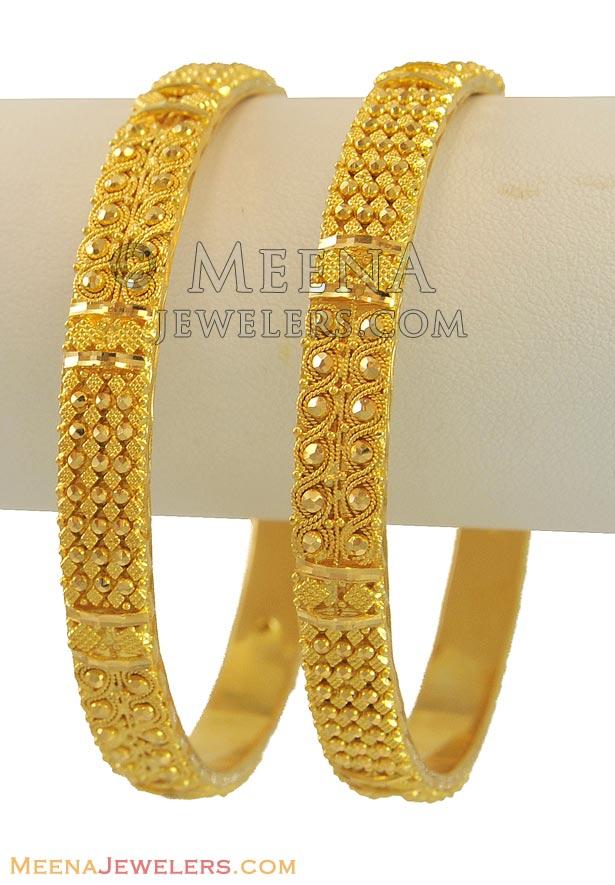 22k Indian Gold Bangles - BaGo10609 - 22K Gold Indian Bangles ...