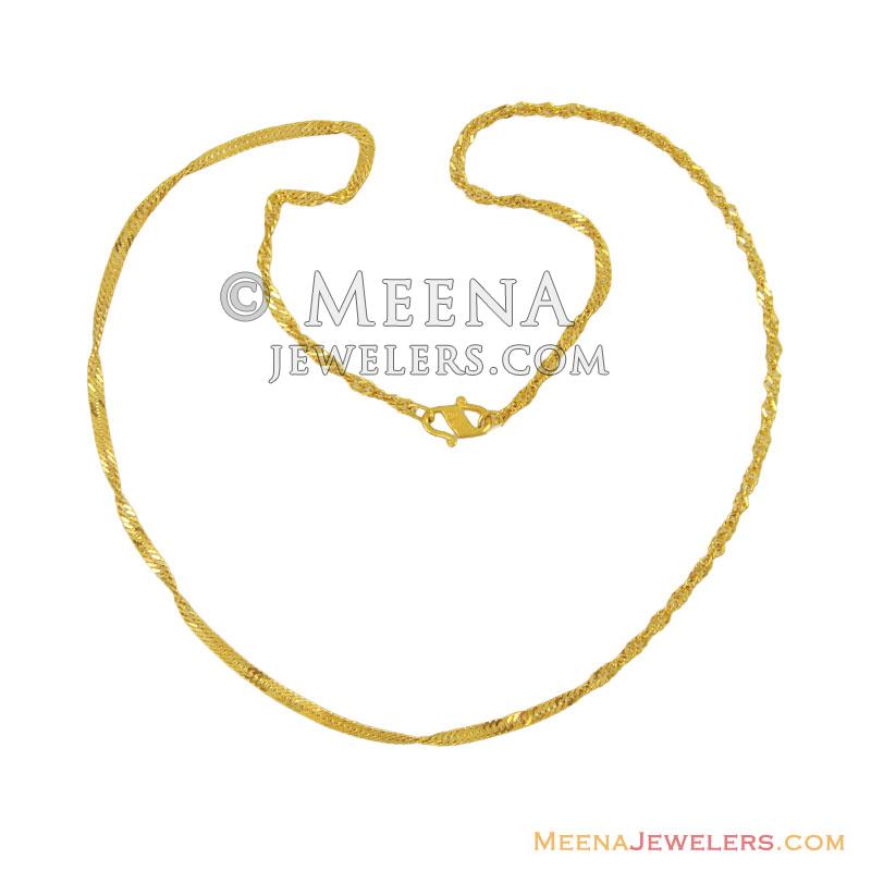 22K Gold Twisted Chain chpl11814 22K Gold Fancy twisted plain Chain