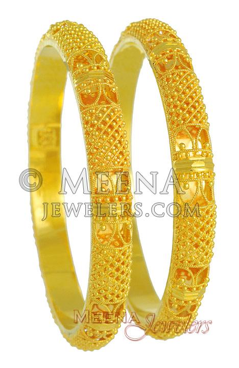 Handmade Gold Bangles - BaGo3283 - 22Kt Gold handmade bangles with ...