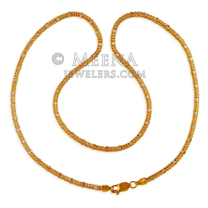 22K Fancy Gold Chain - ChFc21082 - 22kt Gold fancy chain is designed in ...