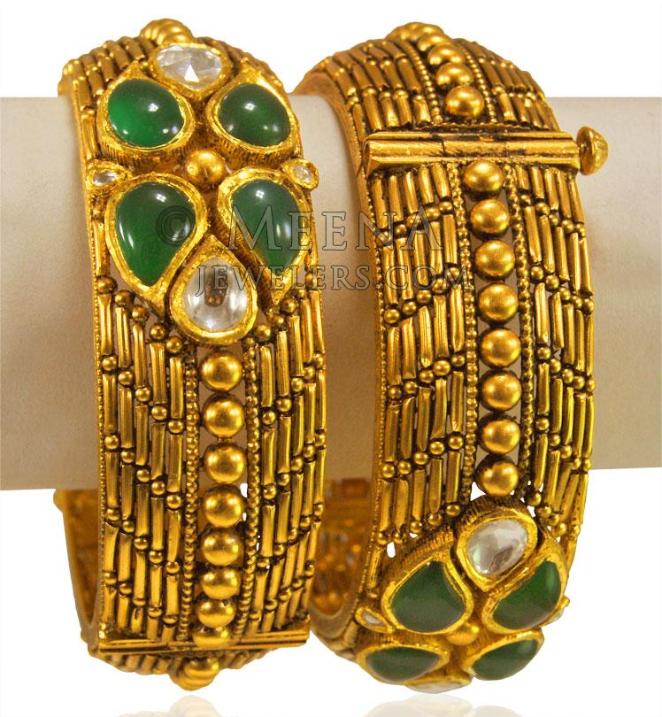 22Karat Gold Antique Kangan (2Pc) - BaAn23369 - 22k Gold Designer ...