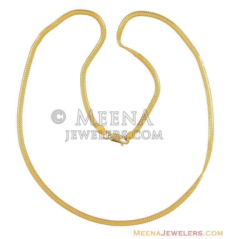 22K Gold Chain (Flat) ChPl9841 22Kt Gold flat chain Hook type lobster