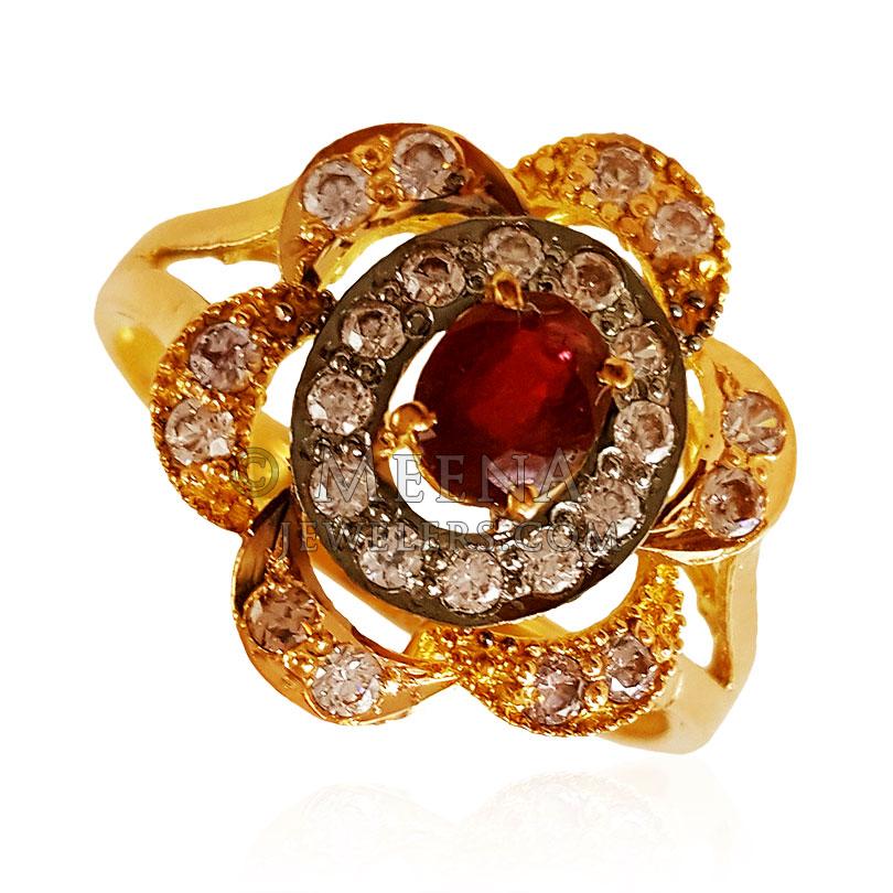 22k Gold Ruby Ring - RiLp22662 - 22K Gold ruby ring for ladies. Ring is