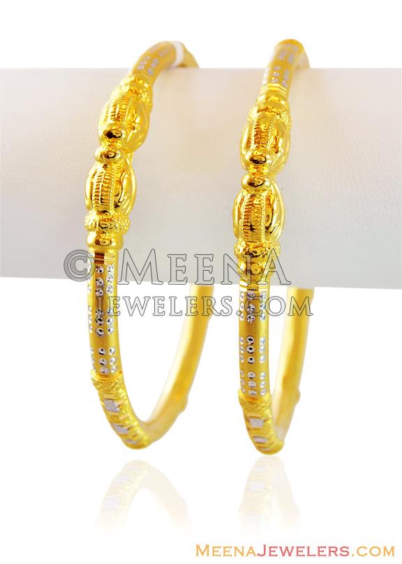 22K Two Tone Animal Head Pipe Kada Ba2t15870 Beautiful 22Kt Gold