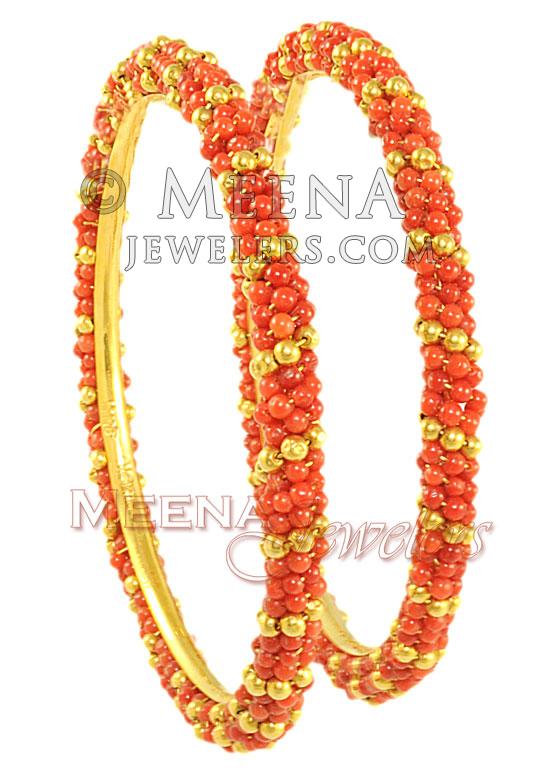 22k Coral Bangles (2Pc) - BaPs2209 - 22kt bangles beautifully ...