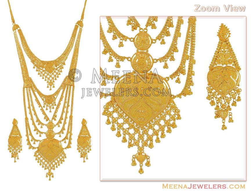 22K Rani Haar Set (Bridal Necklace) - StBr6351 - 22K Gold Rani Haar Set ...