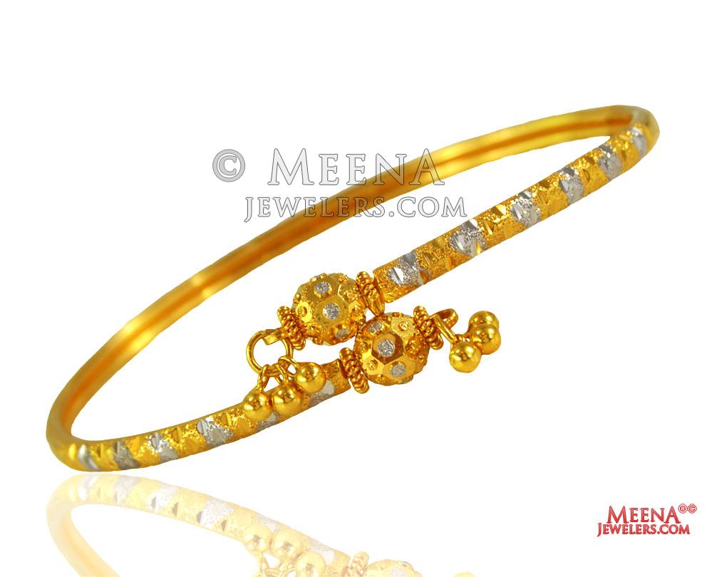 Fancy Cuff Style Ladies Kada 22k BaKa24425 22k Gold Two tone Fancy