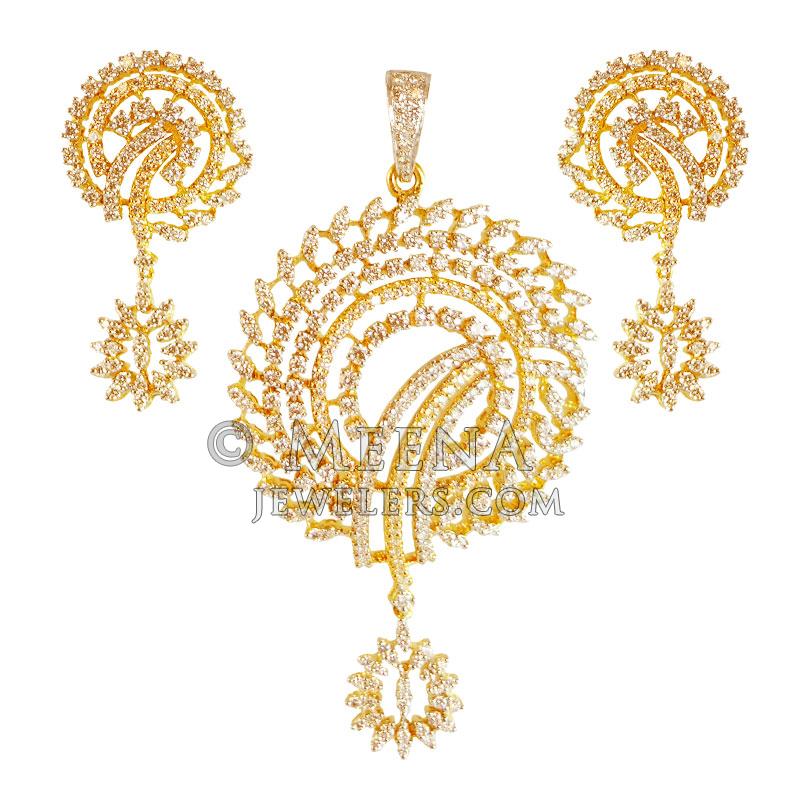 18kt Diamond Pendant Set - DiPs21513 - 18Kt Gold Pendant and Earring ...