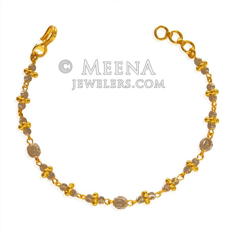 22K Gold Two Tone Bracelet BrLa23466 22k Gold Ladies Bracelet is