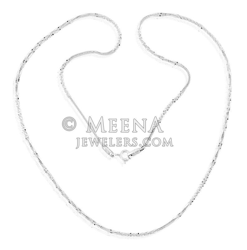 18K White Gold Spiral Chain ChPl18013 Fancy 18K White Gold Spiral