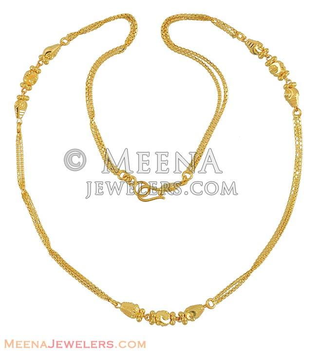 Indian Gold Layered Chain ChFc8072 22Kt Gold fancy double layered