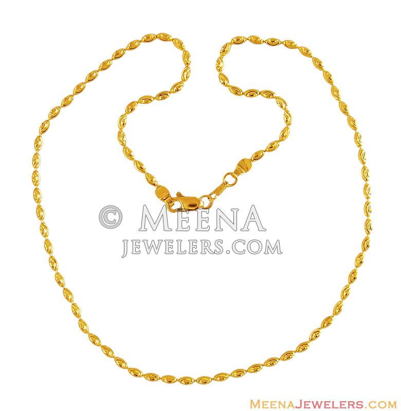 22K Rice Balls Chain - ChFc12700 - 22k gold fancy rice balls chain with ...