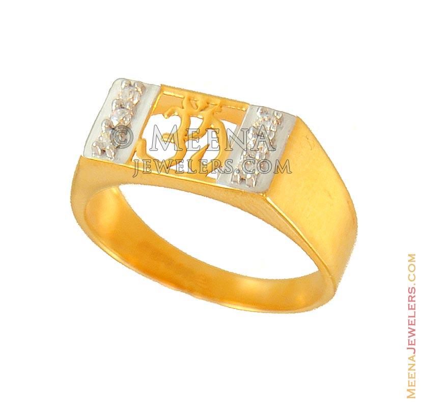 22kt Gold Om Mens Ring - RiMs8443 - 22kt Gold Mens Ring designed in Two ...