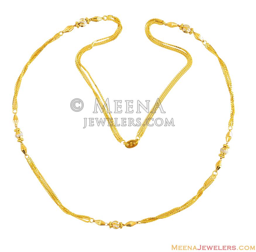 22k Two Tone Fancy Ball Chain ChLo12621 22Kt Gold Ladies Two Tone