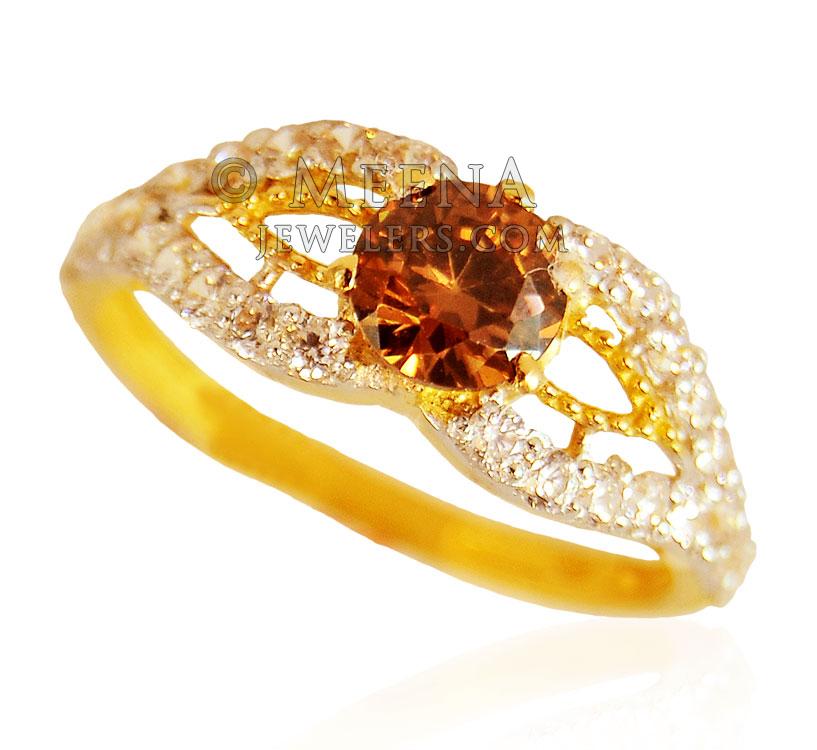 22Kt Gold Ring with Topaz - RiLp21362 - 22K Gold Ring studded with ...