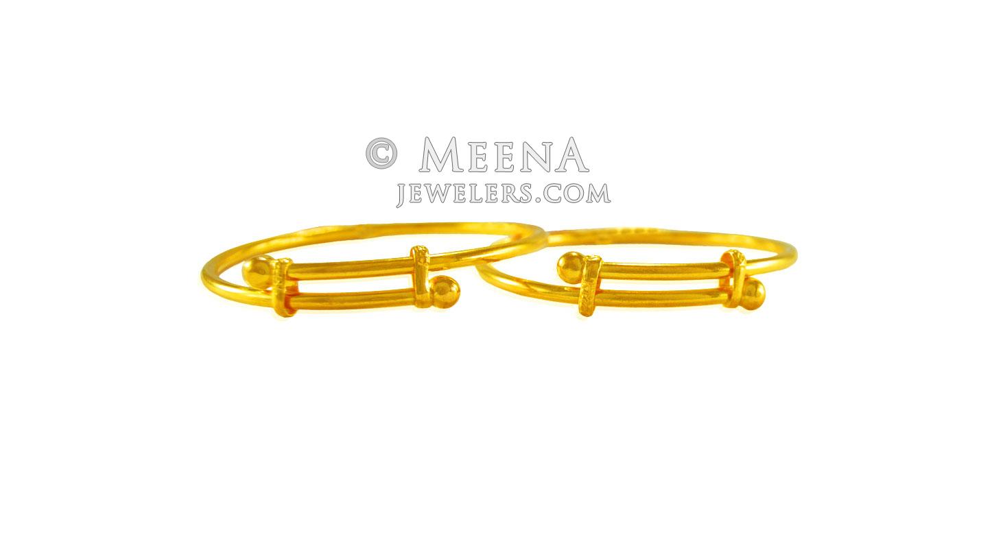 22Kt Gold Adjustable Kids Kada BjBa24114 22K Gold adjustable pipe