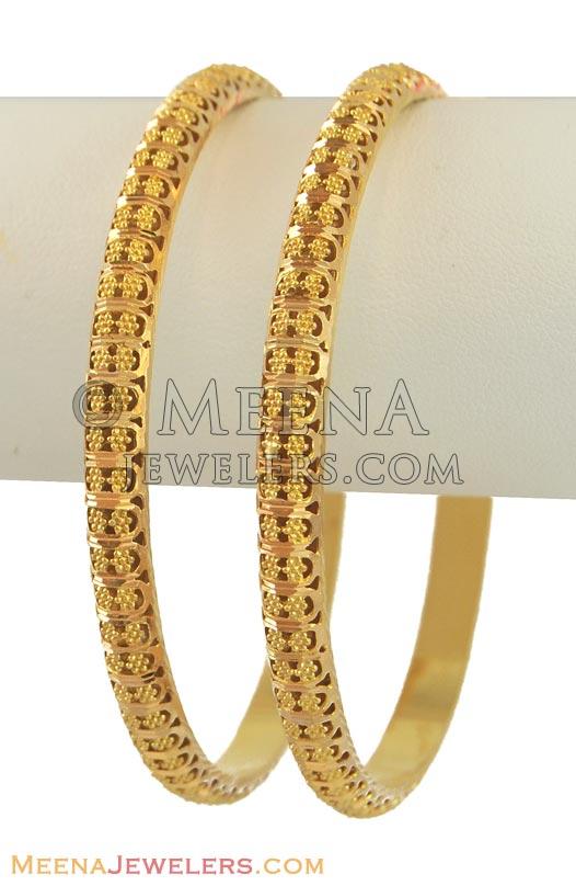 22k Indian Gold Bangles(2 Pcs) BaGo11258 22K gold indian bangles(2