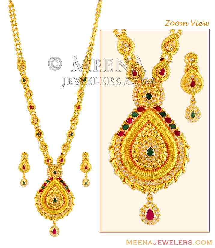 22K Gold Patta Haar Set - StLs16157 - 22k Gold Patta Haar/Necklace and ...