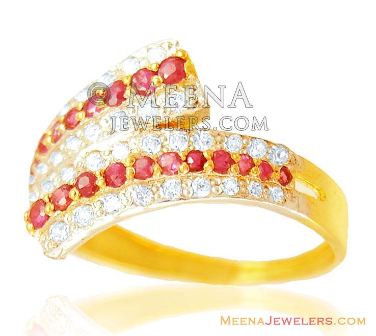 22K Beautiful Ruby Ring - RiLp14925 - 22Kt Gold Designer Ladies Ring