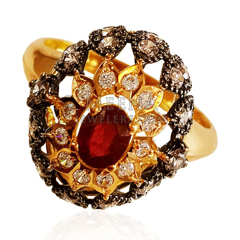 22k Gold Ruby Ring - RiLp22657 - 22k Gold Ruby Ring for ladies. Ring is