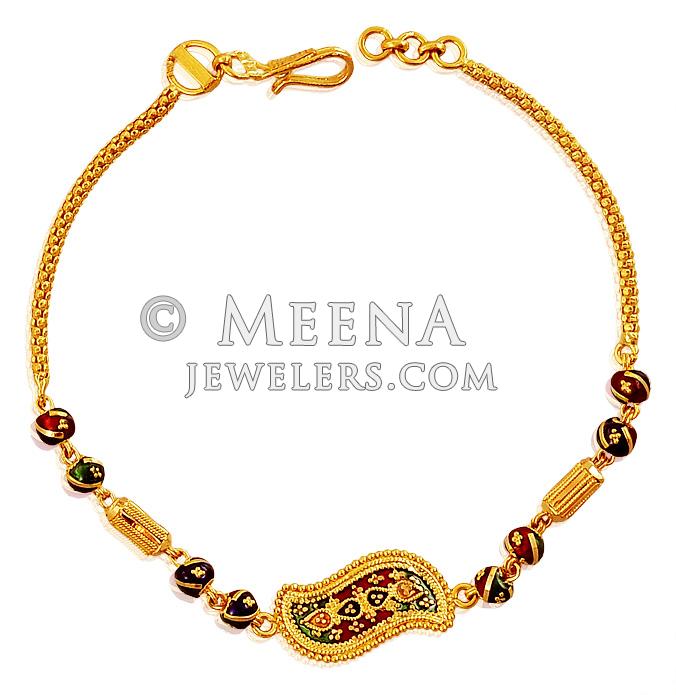 22K Fancy Ladies Meenakari Bracelet BrLa18664 22k Gold Ladies