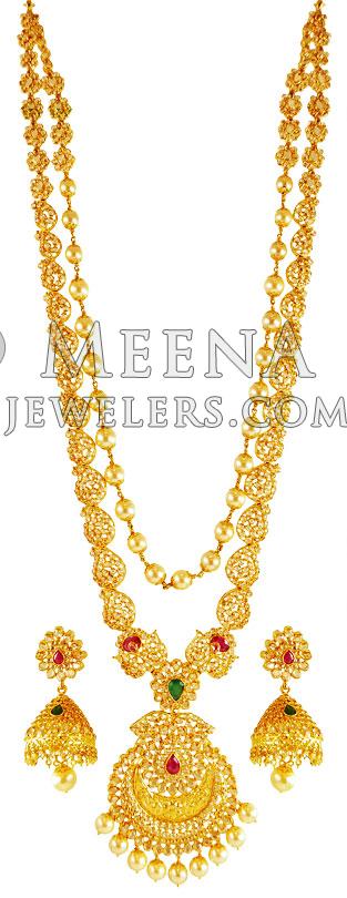 22 Karat Gold Mango Maala Set - StGd19954 - 22K Gold Mango Mala set ...