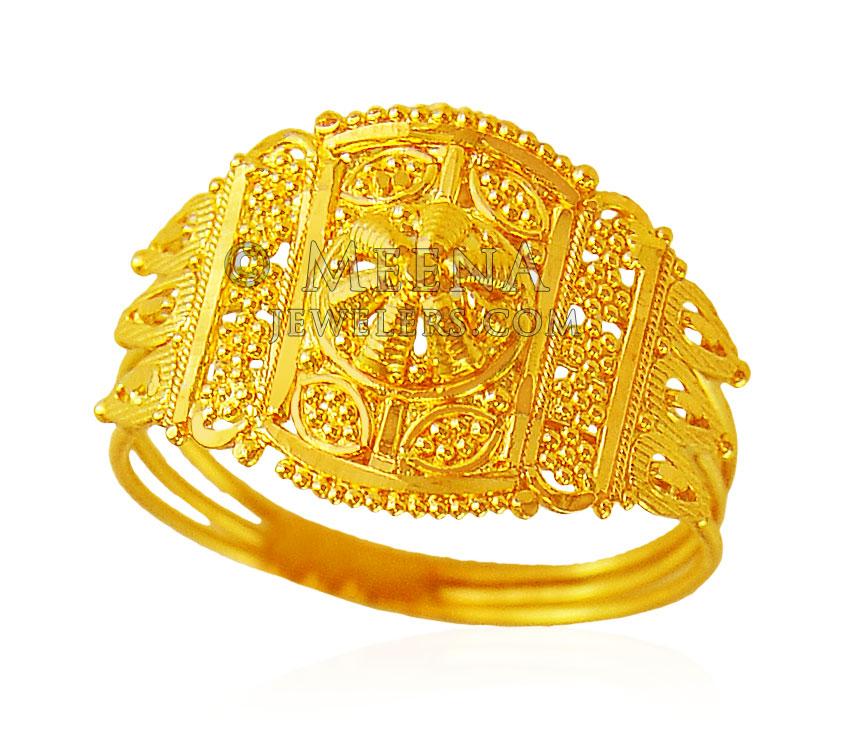 22kt Fancy Gold Ring - Rilg20015 - 22kt Gold Fancy Ladies Ring Is 