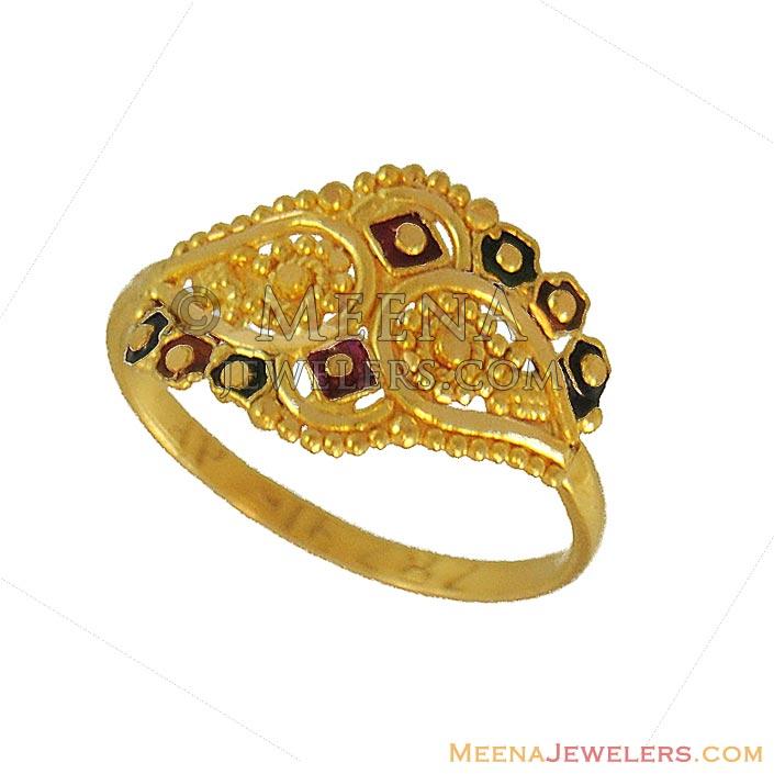 Indian Filigree Ring (Kids) BjRi9033 22kt Gold Baby Ring (classic