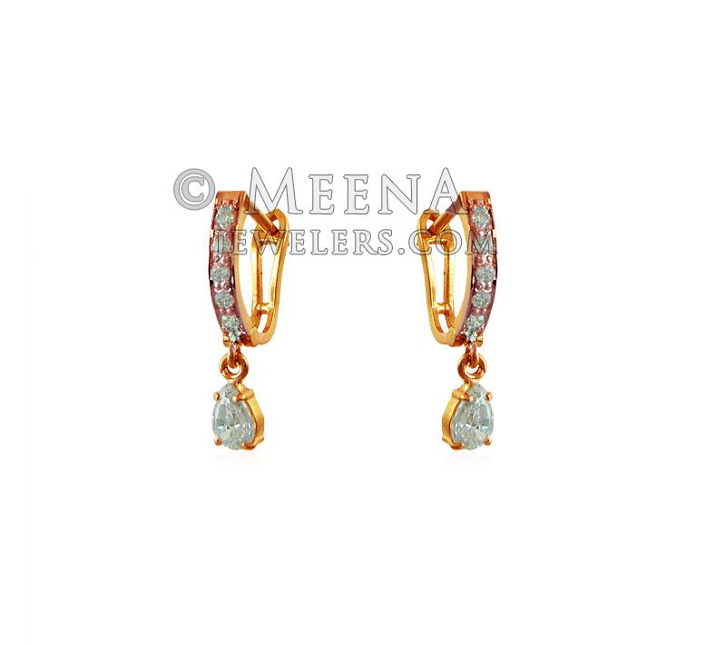 22K Clip On Earring With Hanging ErCl18713 22k gold clip on earring