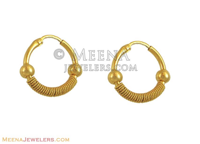 21k Gold Hoops - ErHp11242 - 21k yellow gold designer hoops earrings in ...