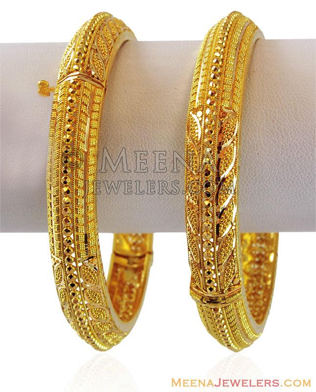 22K Gold Ladies Kada - BaKa16589 - 22K Gold Kadas (Pair) beautifully ...