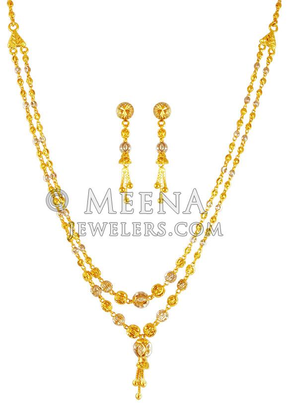22kt Gold Double Layered Set - StLs21432 - 22K Gold Double Layered