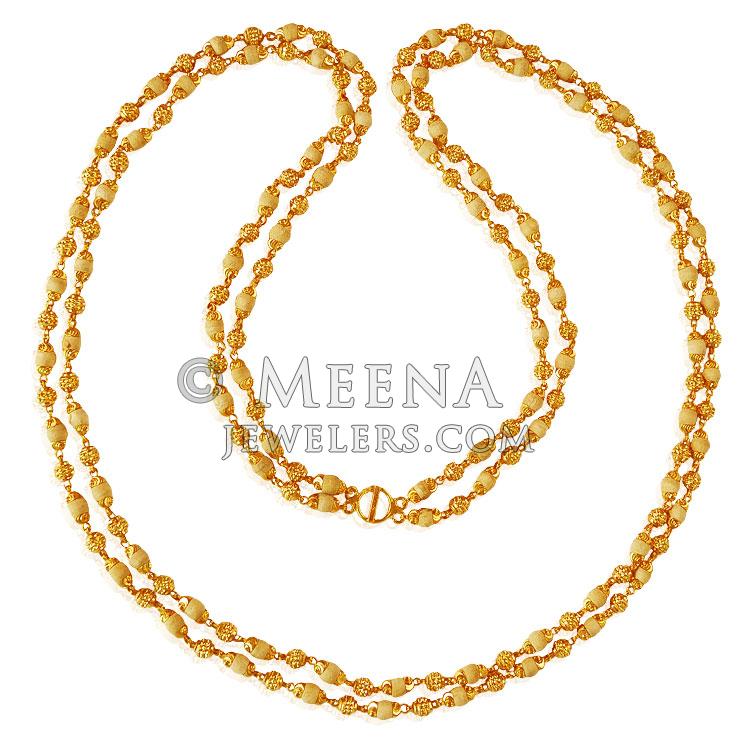 22Kt Gold Layered Tulsi Mala - ChLo20800 - 22K Gold 2 layered Tulsi ...