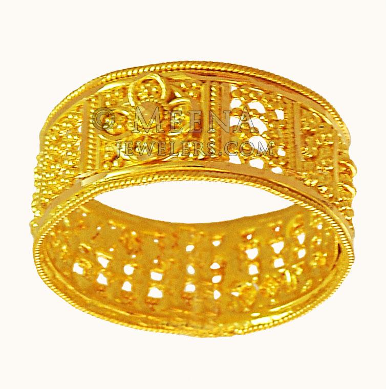 22k Gold Exclusive Filigree Band - RiLg17208 - 22K Gold wide band for ...