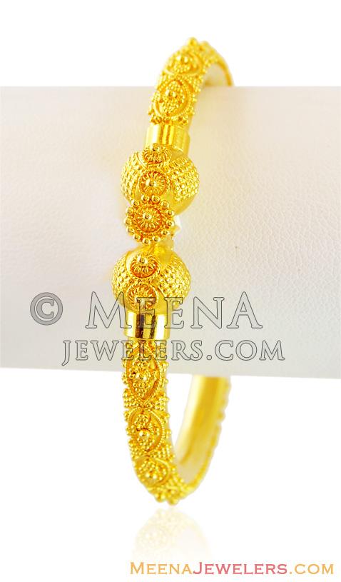 22K Gold Kada (1 PC) - BaKa15879 - 22K Gold Kada (1PC), designed with ...