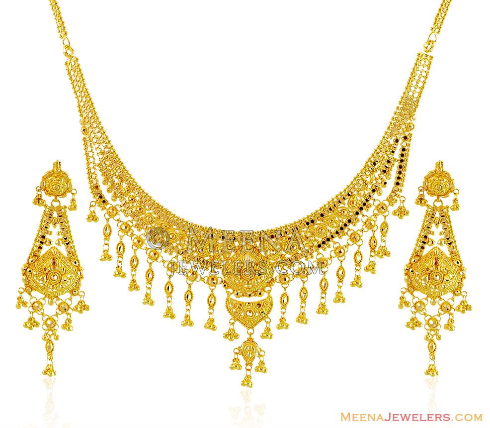 Beautiful 22k Gold Set - StLs15417 - 22K Gold Necklace set, beautifully ...