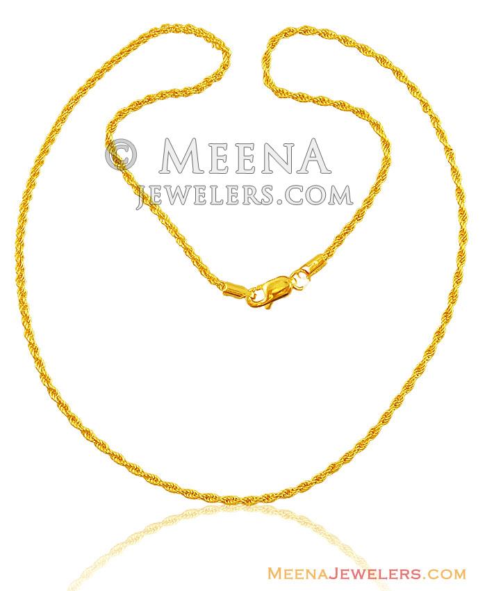 22k Gold Rope Chain (16 Inch) ChPl14690 22k gold rope chain (16