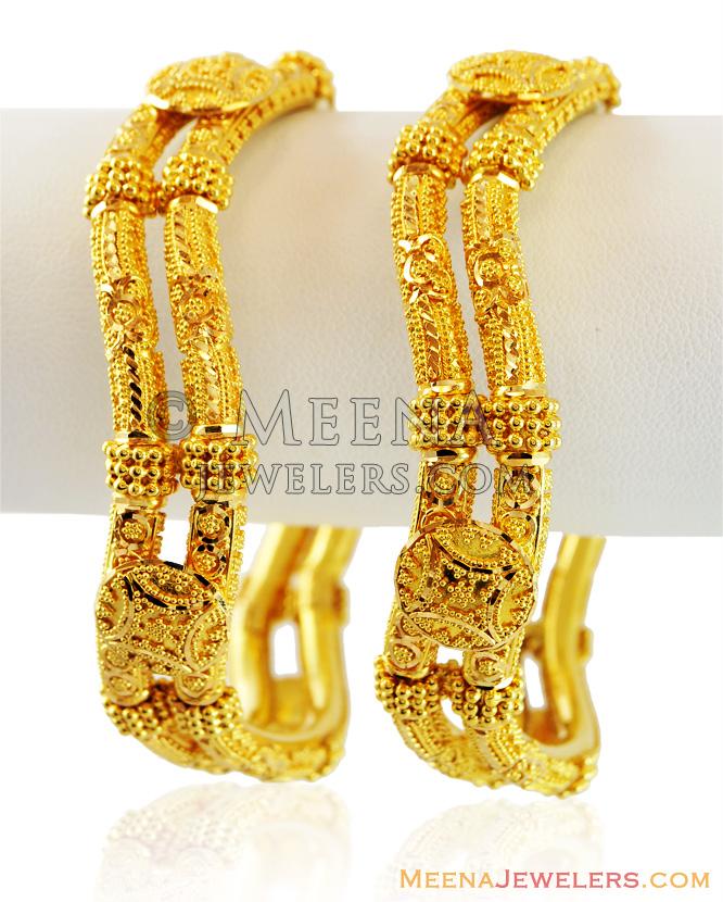 Elegant 22k Kada (2 PC) - BaKa15047 - Amazingly designed 22k Gold Kada ...