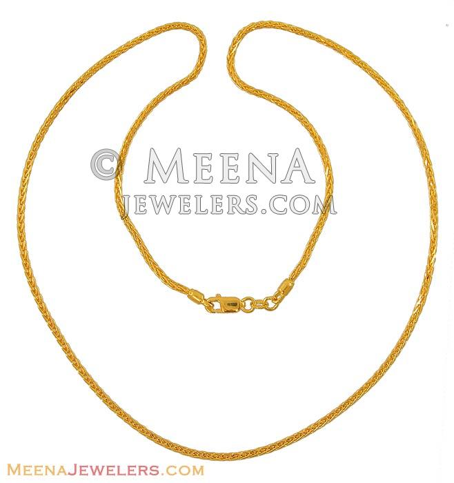 Gold chain in 22k ChPl6896 22K Gold solid plain Chain. Hook type Lobster