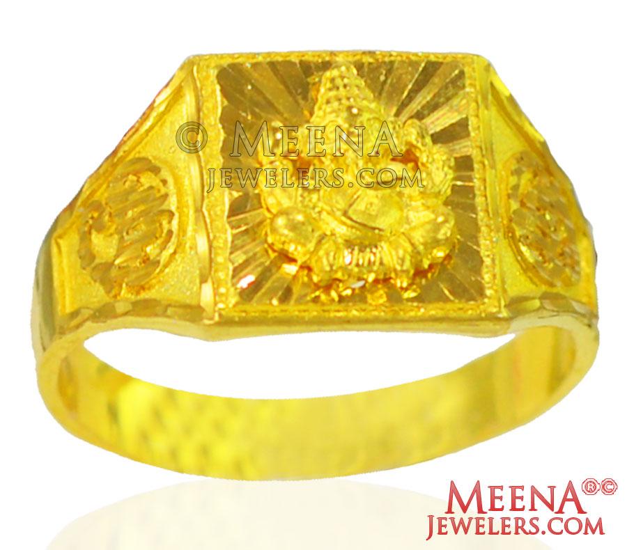 22K Gold Ganesh Mens Ring - RiMs26416 - US$ 735 - 22k Men's ring with ...