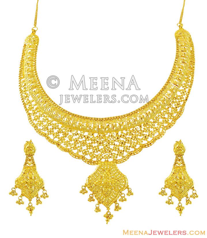 22Kt Designer Necklace Set - StGo12515 - 22Kt Gold Fancy Necklace and ...