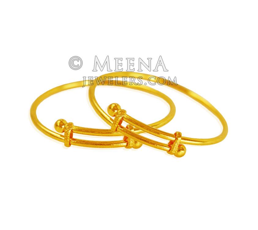 22Karat Gold Adjustable Baby Kada BjBa21768 22Karat Gold pipe kada