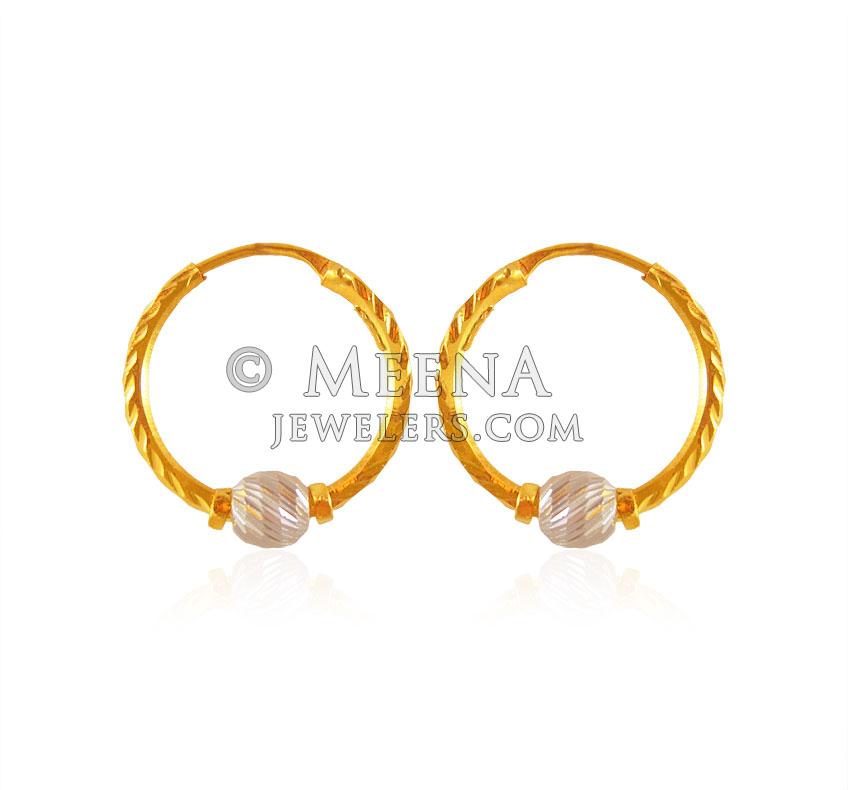 22Kt Gold Two Tone Bali for Girls - ErHp22911 - 22Kt Gold Two Tone Baby ...